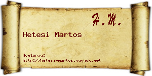 Hetesi Martos névjegykártya